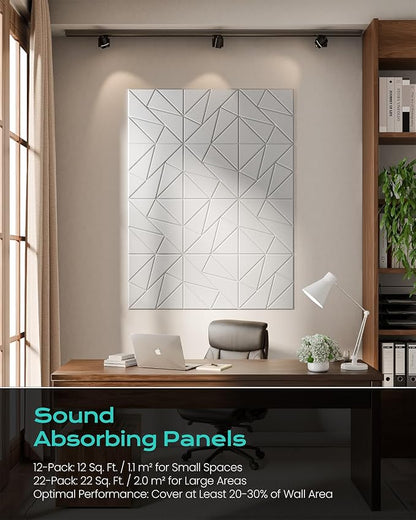 12-Pack Acoustic Panels, Peel & Stick Sound Proof Foam Panels - Image 6