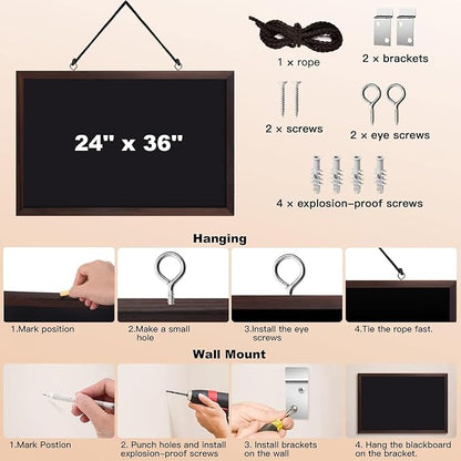 Comix Magnetic Chalkboard, 24 x 36 Inches Wooden-Framed Blackboard, Hanging - Image 7