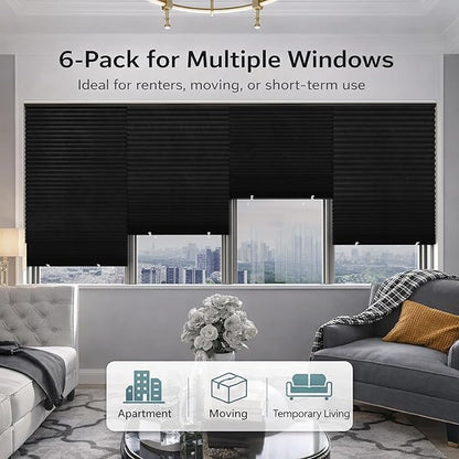 Changshade 6 Pack Temporary Shades, Pleated Paper Blinds - Image 2