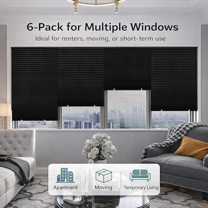 Changshade 6 Pack Temporary Shades, Pleated Paper Blinds - Image 2