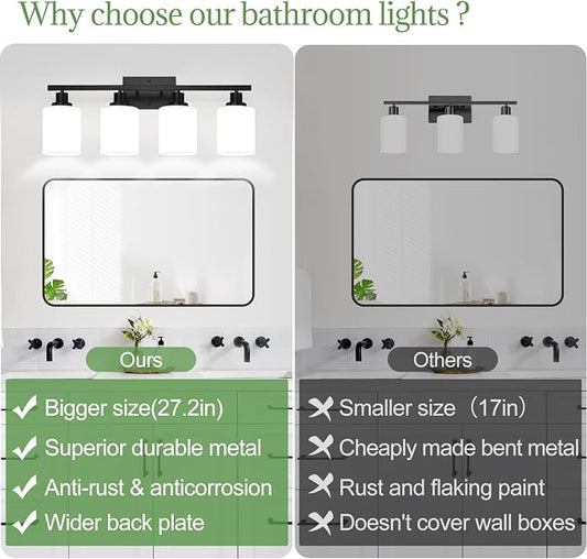 MOKATNG 4-Light Bathroom Light Fixtures, Vanity Light - Image 2
