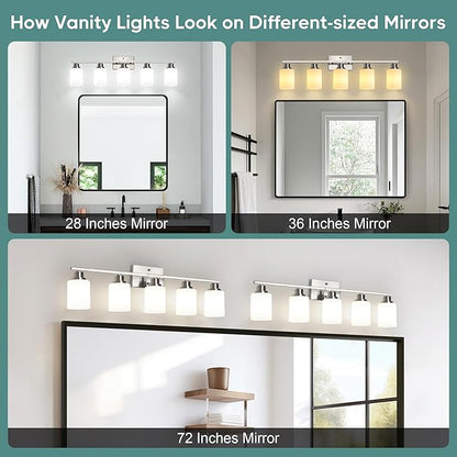 Ascher Bathroom Light Fixtures, 5-Light Vanity Light Over Mirror, Brushed - Image 6