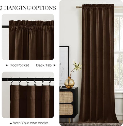 NICETOWN Brown Velvet Curtains, Thermal Insulated Sound Reducing Heavy Matt - Image 8