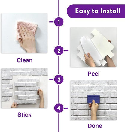 3D Faux Brick Wall Panels Peel and Stick, Small Brick-Look Textured Wall Sticker - Image 9