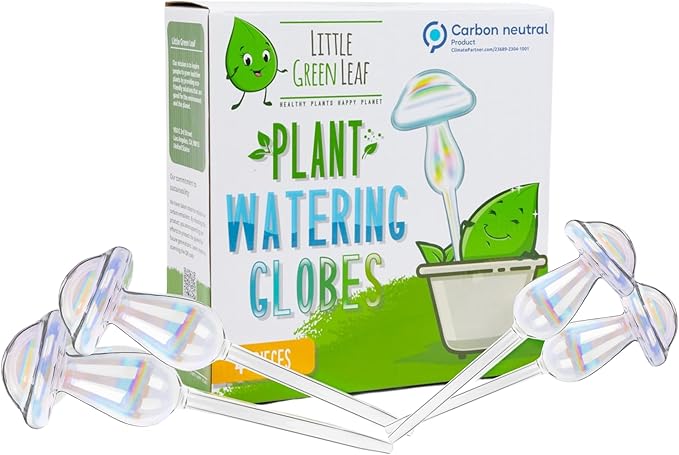 LGL Plant Watering Globes - Automatic Self Watering Globes. Decorative Self Watering Planter Inserts Made From Hand-Blown Durable Glass. Self Watering Spikes to Support Plant Health. 4 Pack, Medium.
