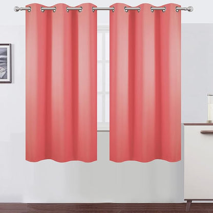 LEMOMO Coral Blackout Curtains 38 x 63 Inch Length/Set of 2 Curtain by Lemomo