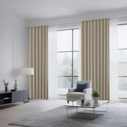 CUCRAF Light Beige Blackout Curtains 108 inch Length 2 Panels Set, Rod Pocket - Image 8