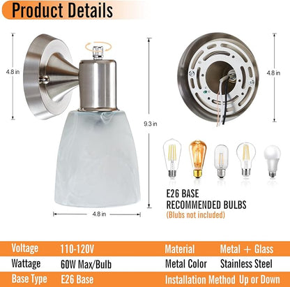 EJIAXIN Wall Sconces Set of 2, Brushed Nickel Vanity Lights - Image 2