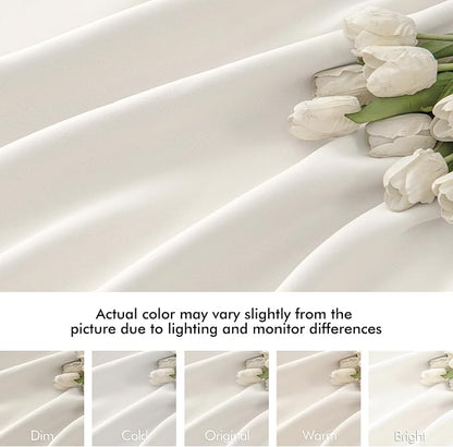 MIULEE Ivory Back Tab Blackout Curtains 120 Inch Long 2 Panels Set - Image 8