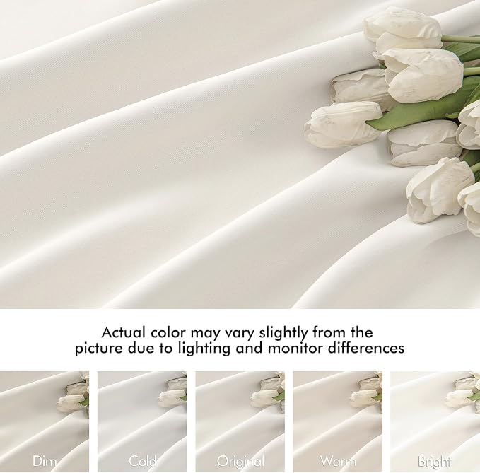 MIULEE Ivory Back Tab Blackout Curtains 108 Inch Long 2 Panels Set - Image 8