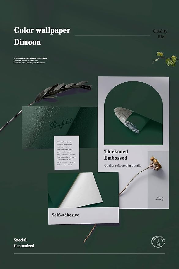 Dimoon 78.7''x17.7'' Dark Green Peel and Stick Wallpaper Contact Paper Modern - Image 4