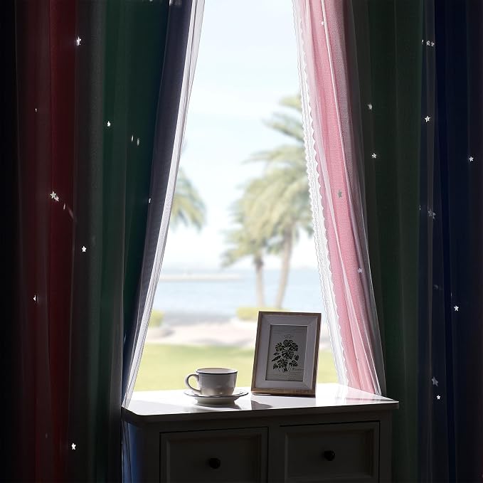 XiDi Curtains for Bedroom Decor, Rainbow Pink GreenBlue52/45/1 - Image 5