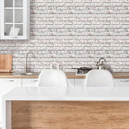 3D Whitewash Brick Wall Panel Peel and Stick - Image 3