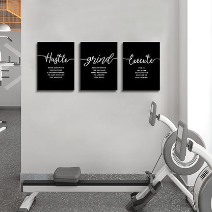 Office Decor - Hustle Quotes Execute Prints, Framed Canvas Wall Art Grind Quote - Image 7
