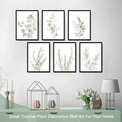 Botanical Plant Wall Art Boho Decor Prints Light Green Eucalyptus Leaf Picture - Image 3