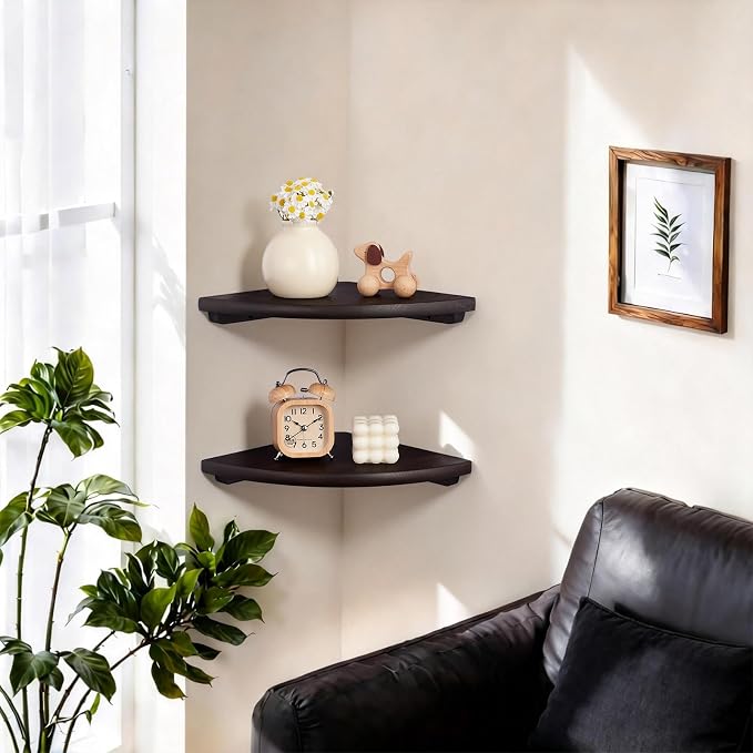 Gieanoo Corner Wall Shelf, 7inch Solid Oak Wood Floating Corner Shelf - Image 7