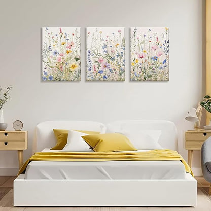 Bwodke Wildflower Wall Art Watercolor Botanical Floral Colorful Canvas Prints - Image 7