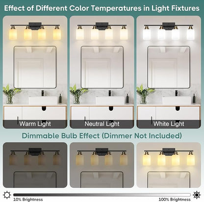 Ascher Bathroom Light Fixtures, 4-Light Vanity Light Over Mirror, Wall Lamp - Image 7