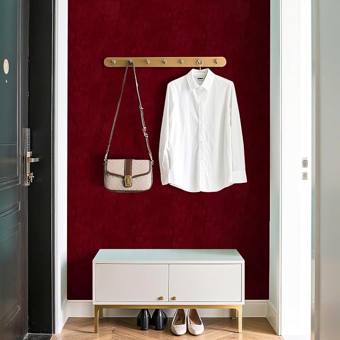30"x160" Large Size Dark Red Contact Paper Self Adhesive Velvet Wallpaper Peel - Image 4
