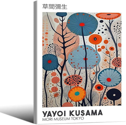 Yayoi Kusama Framed Wall Art 12x16in Vintage Japanese Painting Posters Tokyo by Heltrappe