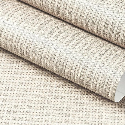 FunStick 16"x240" Thick Beige Wallpaper Peel and Stick Modern Grasscloth by FunStick