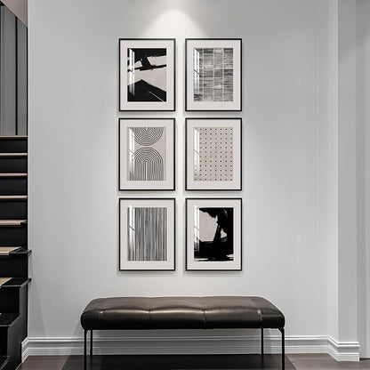 Framed Black and White Abstract Wall Art, 6 Pieces Modern Prints Paintings - Image 3