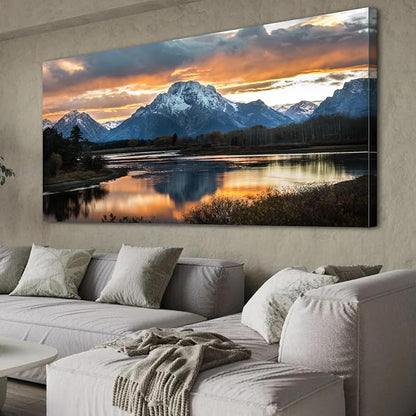 Extra Large Mountain Wall Art for Living Room Sunset Nature Grand Teton Wall - Image 6