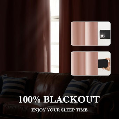 RYB HOME Bedroom Blackout Curtains 63 inches Long, 100% Blackout Thermal - Image 4