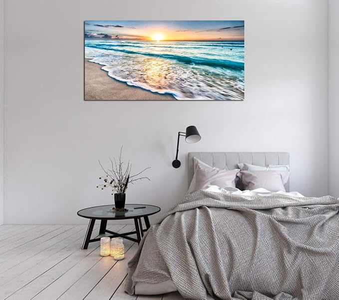 Baisuart S02250 Canvas Prints Wall Art Beach Sunset Ocean Waves Nature Pictures - Image 6