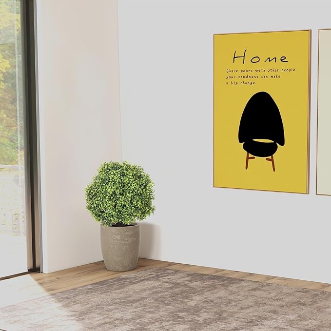 THE BLOOM TIMES 2ft Boxwood Topiary Ball Trees Artificial Outdoor Set of 2, 24" Faux Evergreen Plants Outside UV Resistant Greenery, Fake Potted Bushes and Shrubs for Front Porch Planter Patio Decor