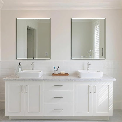 Frameless Bathroom Mirror for Wall, Rectangle Beveled Edge Mirror for Over Sink - Image 3