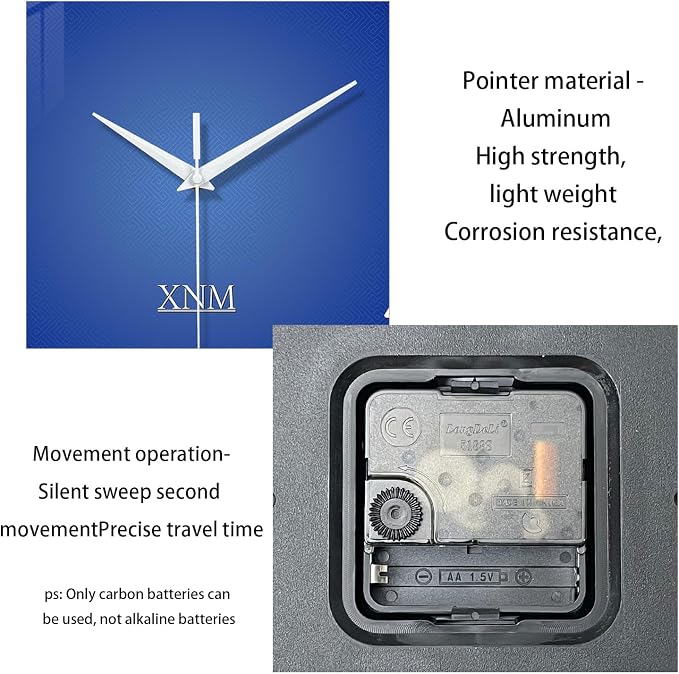 XNM Blue Simple Glass Wall Clocks Battery Operated 14 Inch Modren Minimalist - Image 7