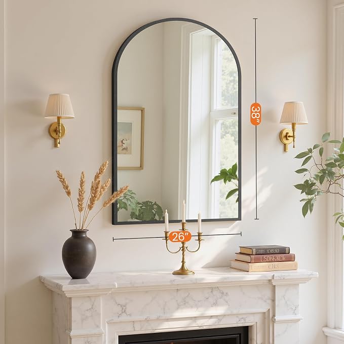 NEWBULIG 26X38 Inch Arched Bathroom Mirror - Image 5