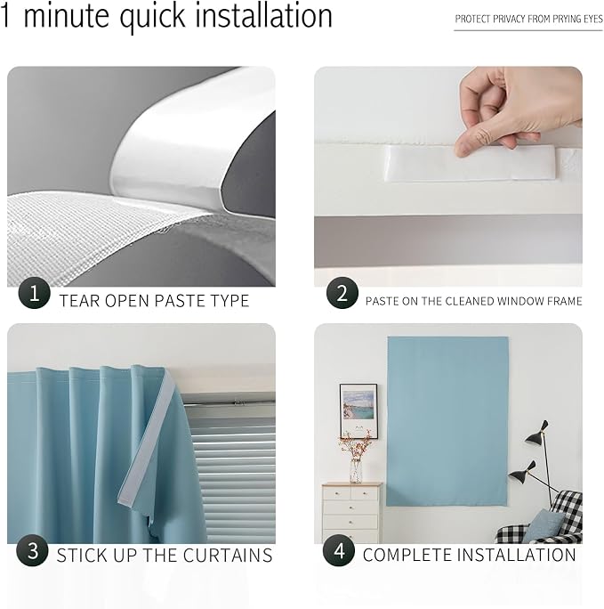 Portable Light Blocking Curtains Self-Stick Design, Removable Adhesive Window - Image 4