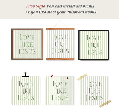 LARTSFRO Coquette Sage Green Bow Jesus Wall Art Decor Posters, Inspirational - Image 4
