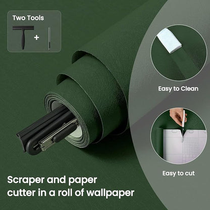 Abyssaly Green Wallpaper Peel and Stick 15.7" x 196.8" Silk Embossed Green - Image 3