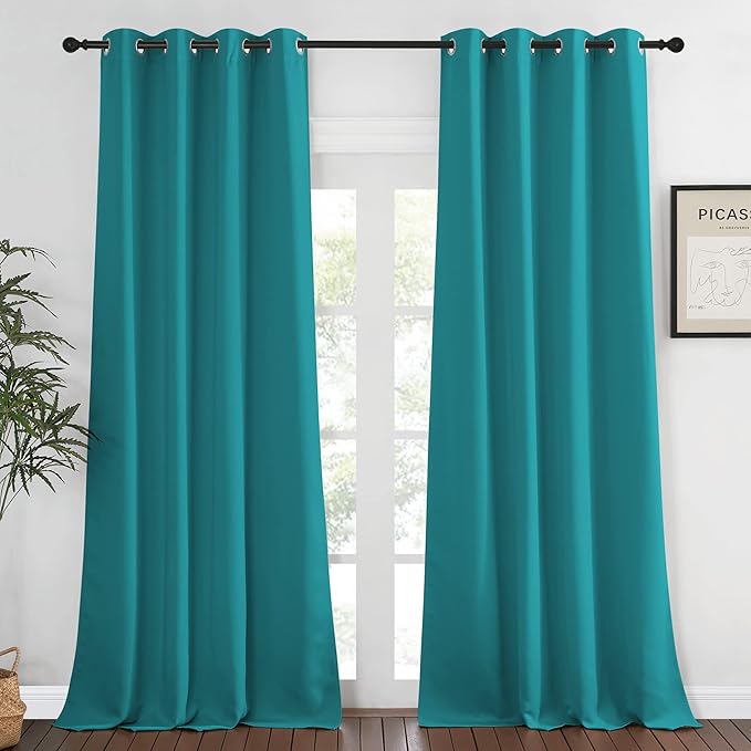 NICETOWN Peacock Teal Blackout Curtain 108 inch Length by NICETOWN