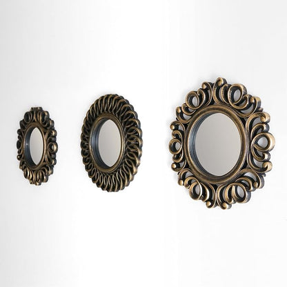 BONNYCO Wall Mirrors Pack of 3, Round Gold Mirrors - Image 3