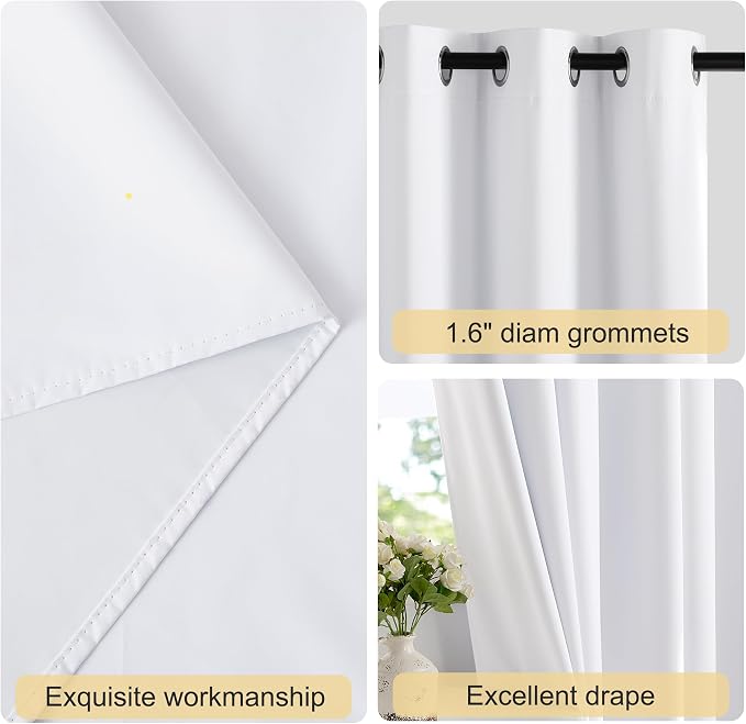 NICETOWN 100% Blackout Curtains Thermal Insulated Room Darkening Drapes Window - Image 2