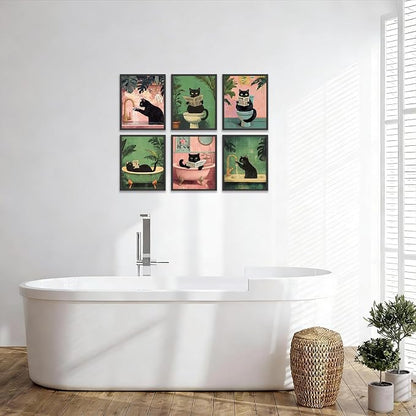 KBKBART Funny Cat Bathroom Wall Art Prints Poster, 8x10 inches - Image 5