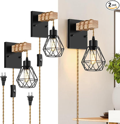 Lomoky Farmhouse Wood Wall Sconces by Lomoky