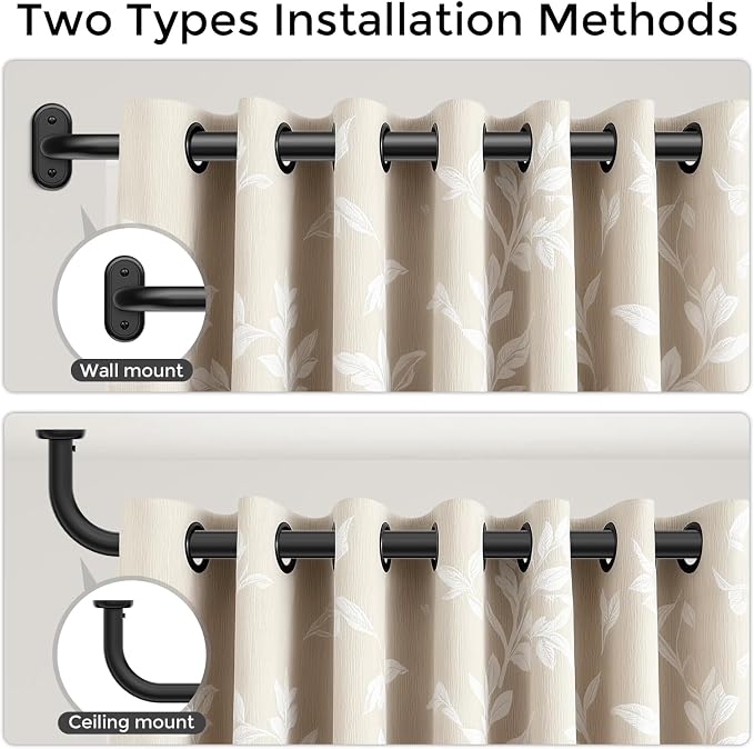 Curtain Rods 32-46 Inch, 1 Inch Adjustable Heavy Duty Room Darkening Window - Image 4