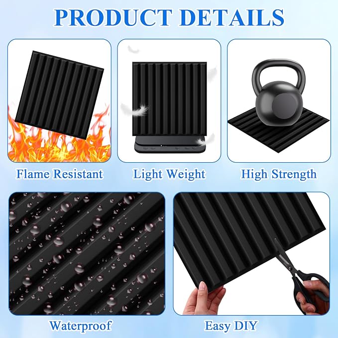 Nuanchu 60 Pcs 3D Slat Wall Panels, Paintable Waterproof Textured Tiles - Image 4