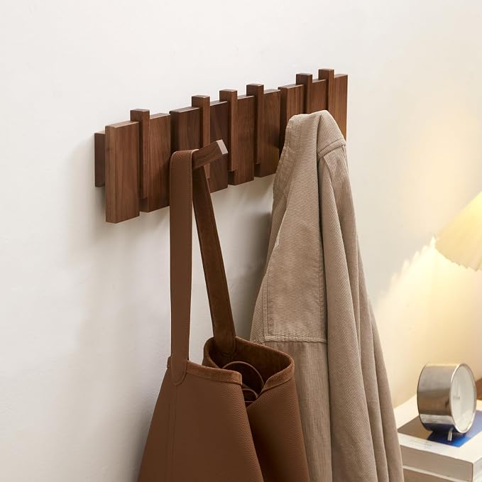 QUELLANCE Wood Coat Rack Wall Mount, Coat Hooks Hanger Wall Mounted, Heavy Duty - Image 5