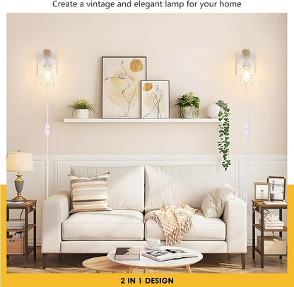 Lomoky White Plug in Wall Sconces Set of Two, Modern Wall Lights - Image 6
