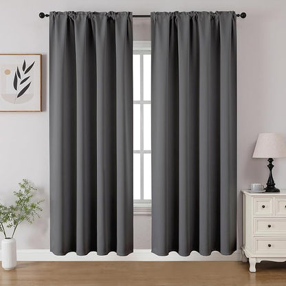 CUCRAF Light Grey Blackout Curtains 72 inch Length 2 Panels Set, Rod Pocket by CUCRAF
