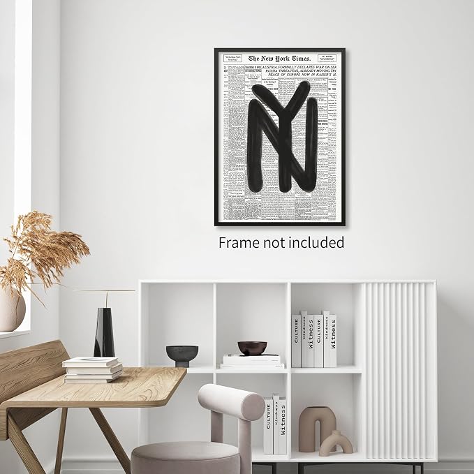 noxozoqm Black and White Newspaper Wall Art Vintage New York City Poster Trendy - Image 4