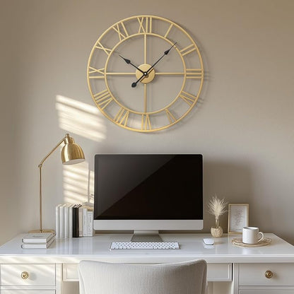 Cuspin 24 Inch Large Wall Clock, Silent Non Ticking Battery-Operated Metal - Image 2