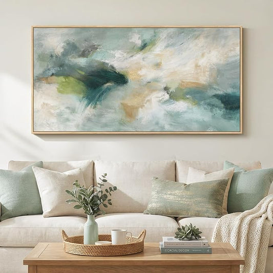 Large Framed Sage Green Abstract Wall Art by Cuspin