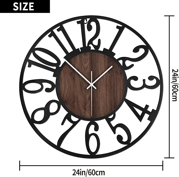 1st owned Large Wall Clock for Living Room Decor- 24" Decorative Antique Silent - Image 5